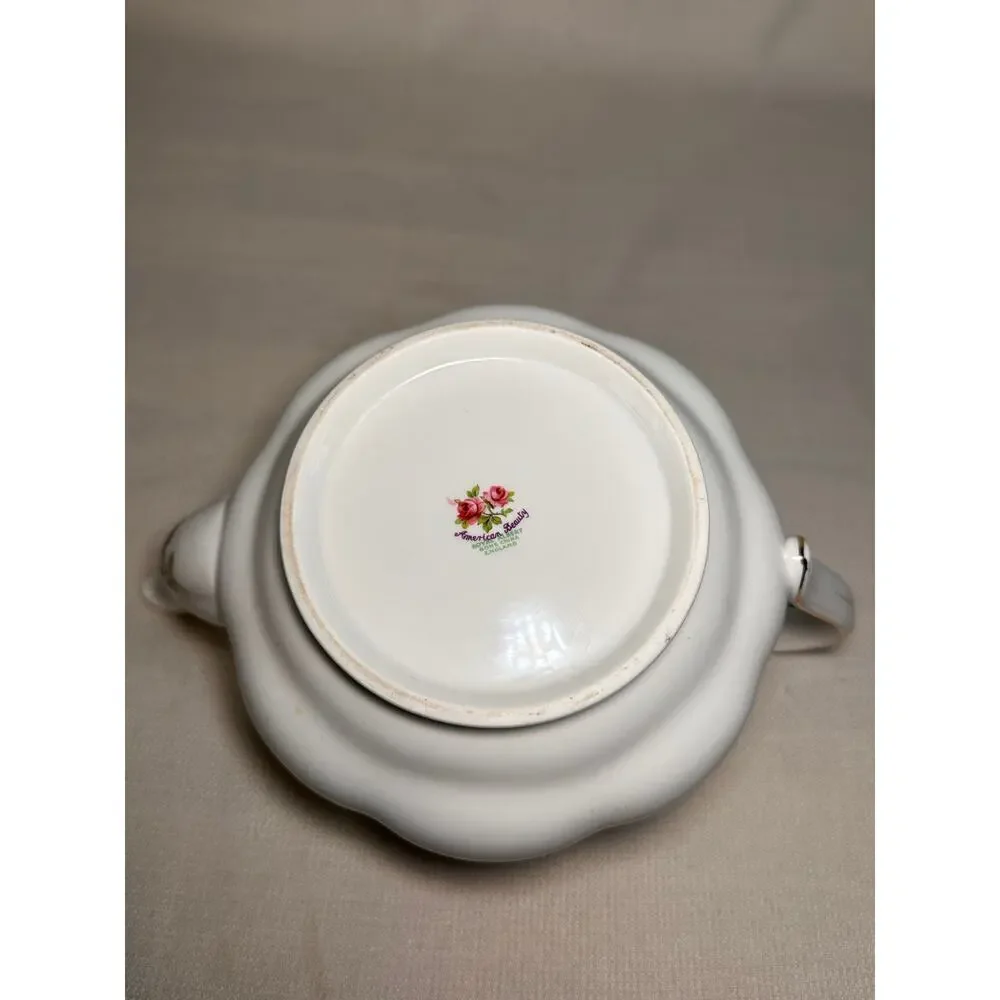 Vintage Royal Albert American Beauty Teapot Bone China Roses Gold Trim England